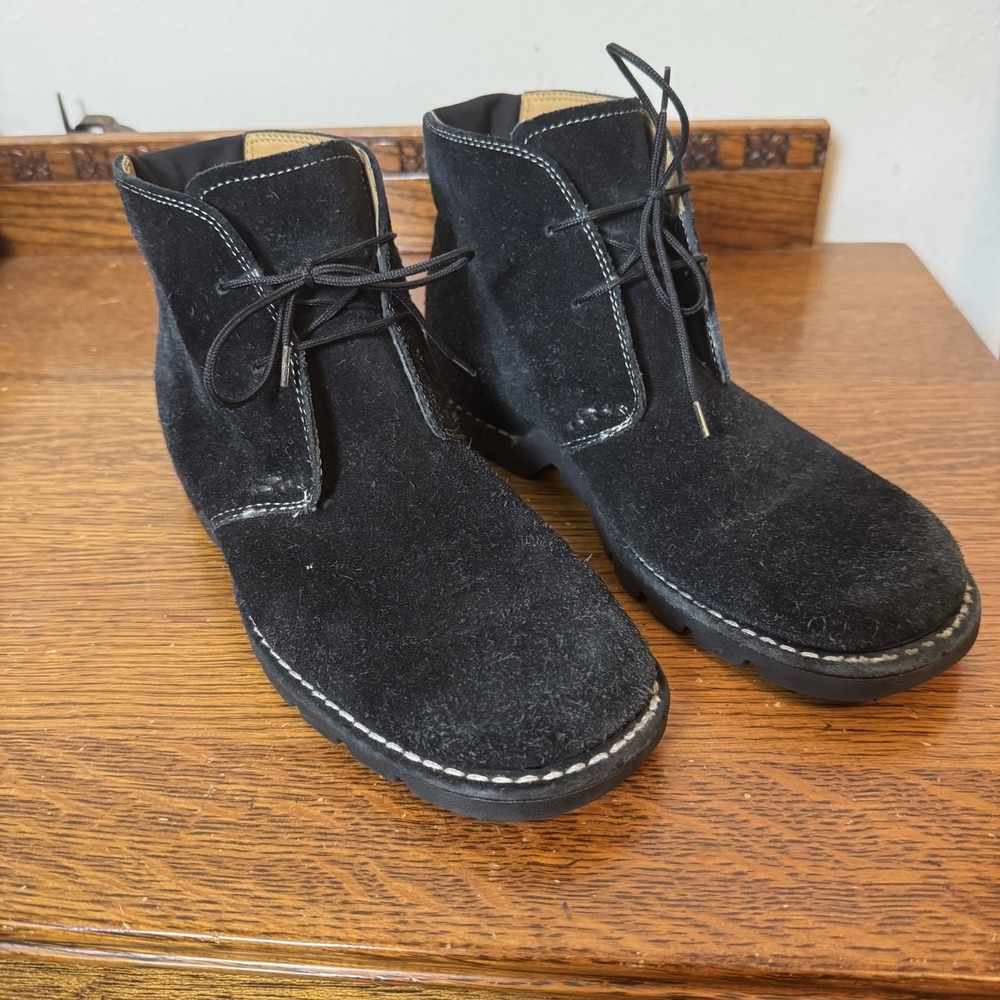 Circa Joan & David Black Suede Leather Ankle Boots Lace Up Women's 7M